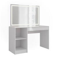 SCHMINKTISCH Sherry Weiß/Weiß Hochglanz 119.8 cm mit LED-Spiegel - Weiß Hochglanz, Holzwerkstoff (119.8/76/50.1cm) - Vicco