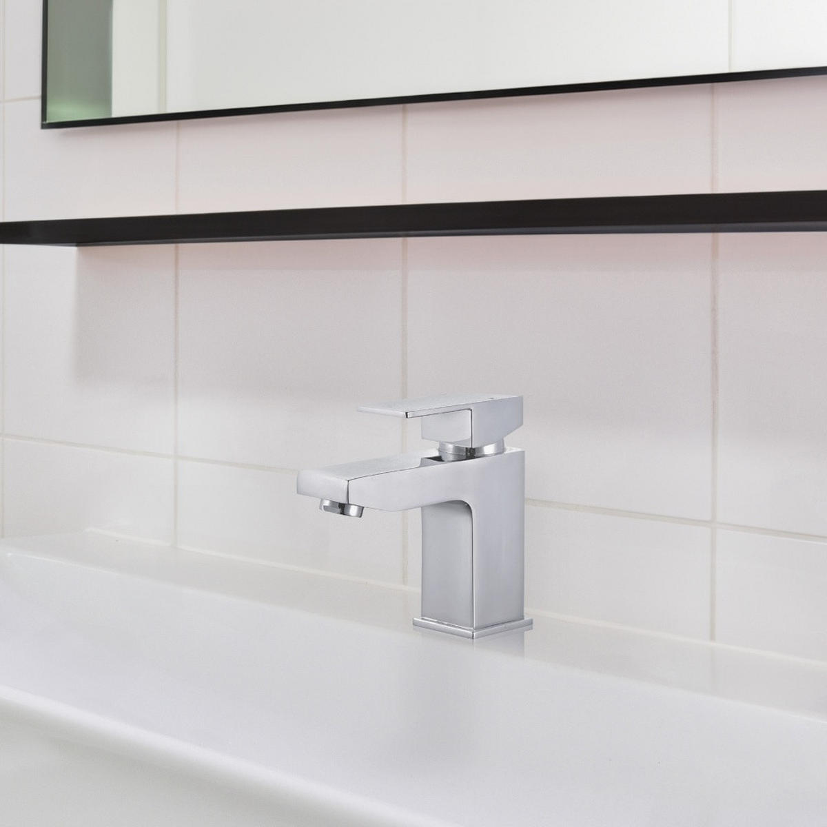 WASCHTISCHARMATUR AQUATIC - Silber - Chromfarben, Metall (4.2/13.5/13.2cm) - Home Deluxe