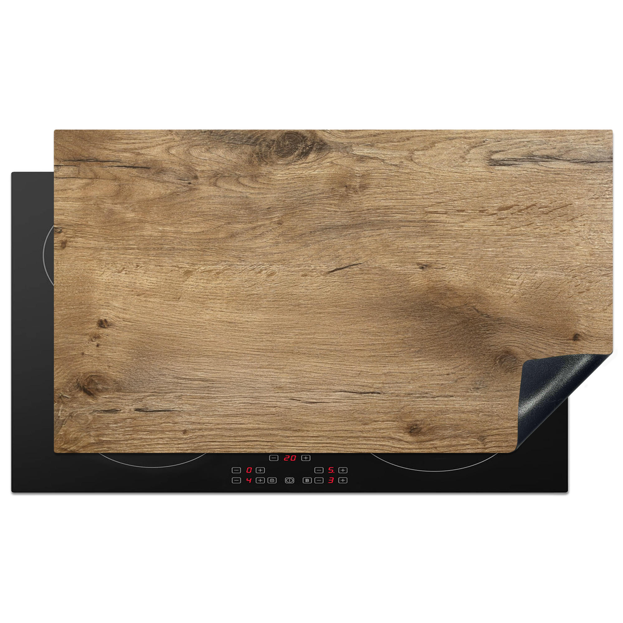 HERDABDECKPLATTE Holz - Braun - Holzoptik Induktionsschutz 91.6x52.7 cm - Eichefarben, Kunststoff (91.6/52.7/0.2cm) - MuchoWow