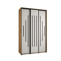 SCHWEBETÜRENSCHRANK 235,2/160/60 3-türig - Schwarz/Weiß, Holz/Metall (160/235/60cm) - Abiks Möbel