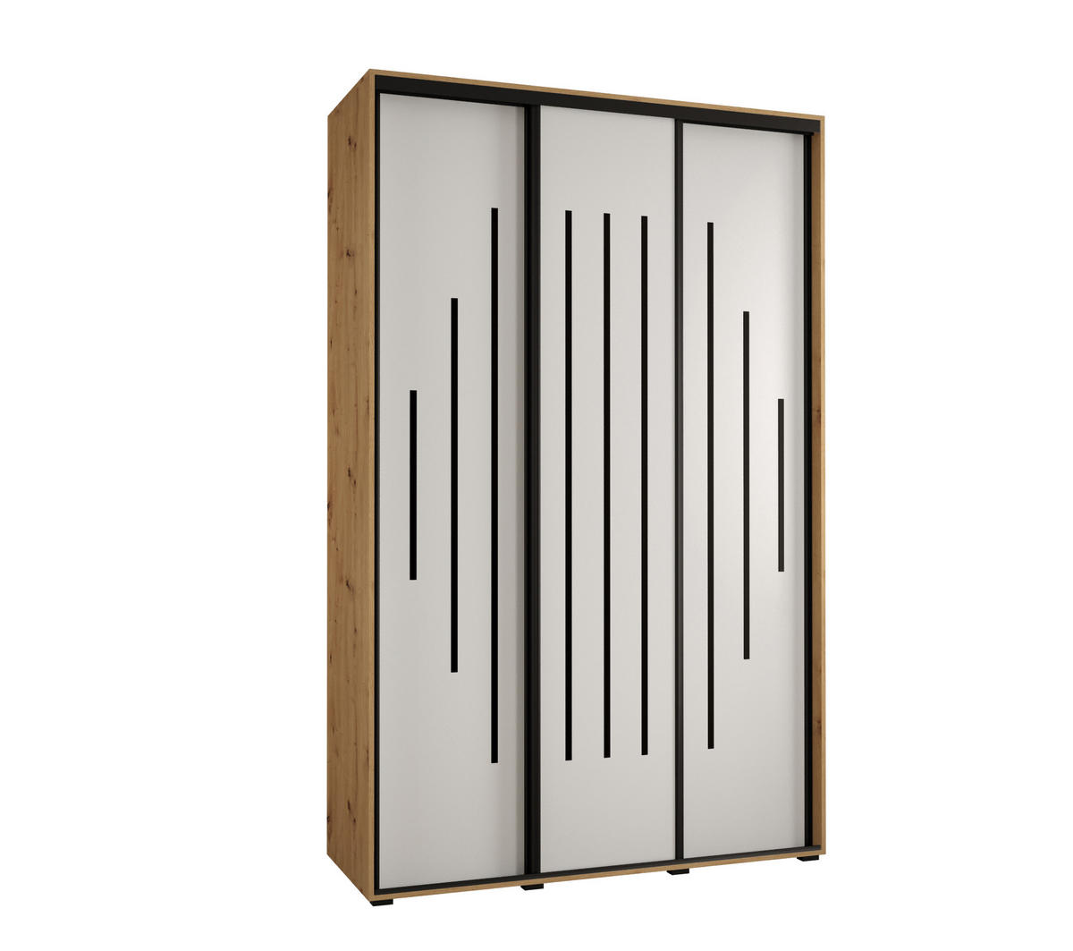 SCHWEBETÜRENSCHRANK 235,2/160/60 3-türig - Schwarz/Weiß, Holz/Metall (160/235/60cm) - Abiks Möbel