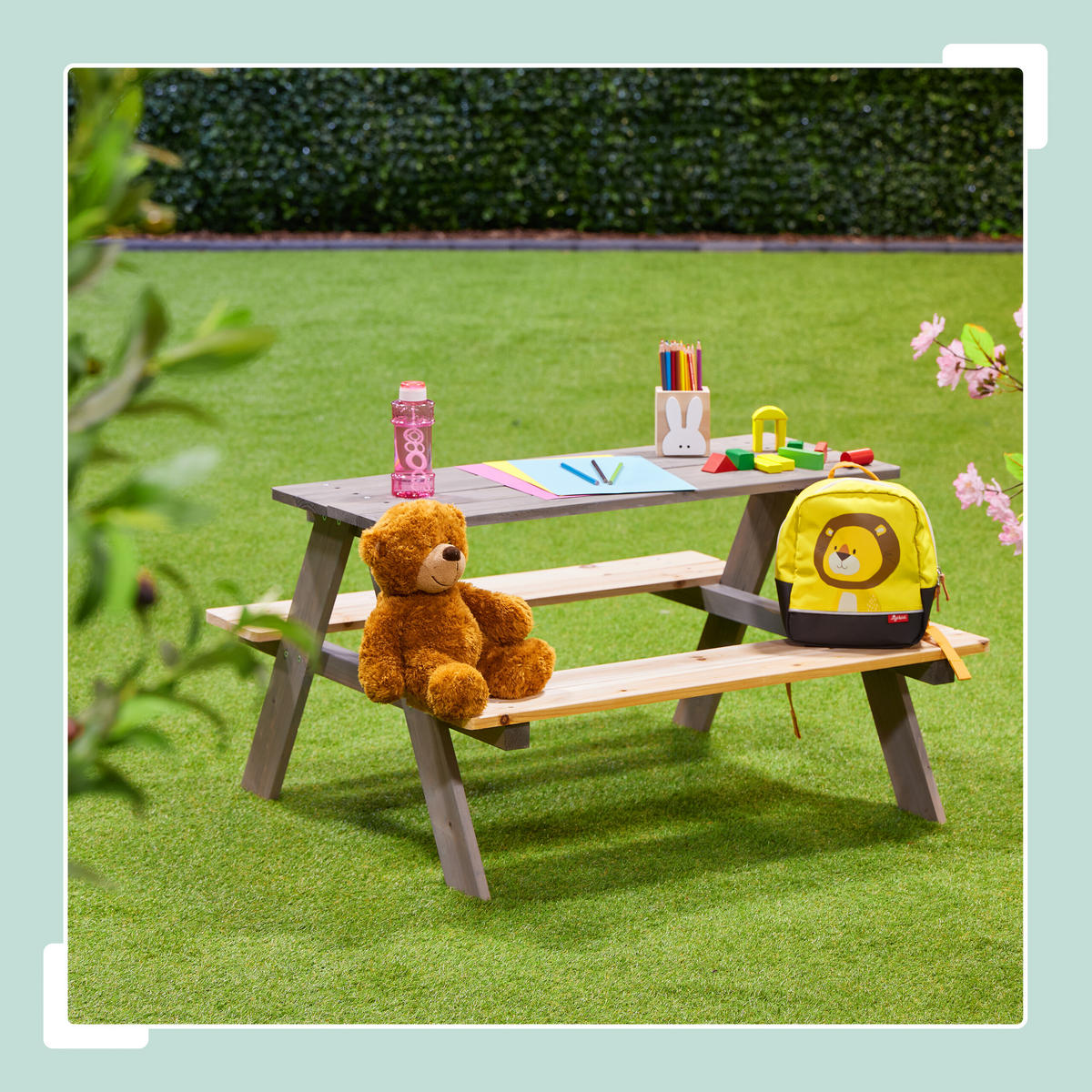 KINDERSITZGRUPPE - Eichefarben/Grau, Holz - Relaxdays