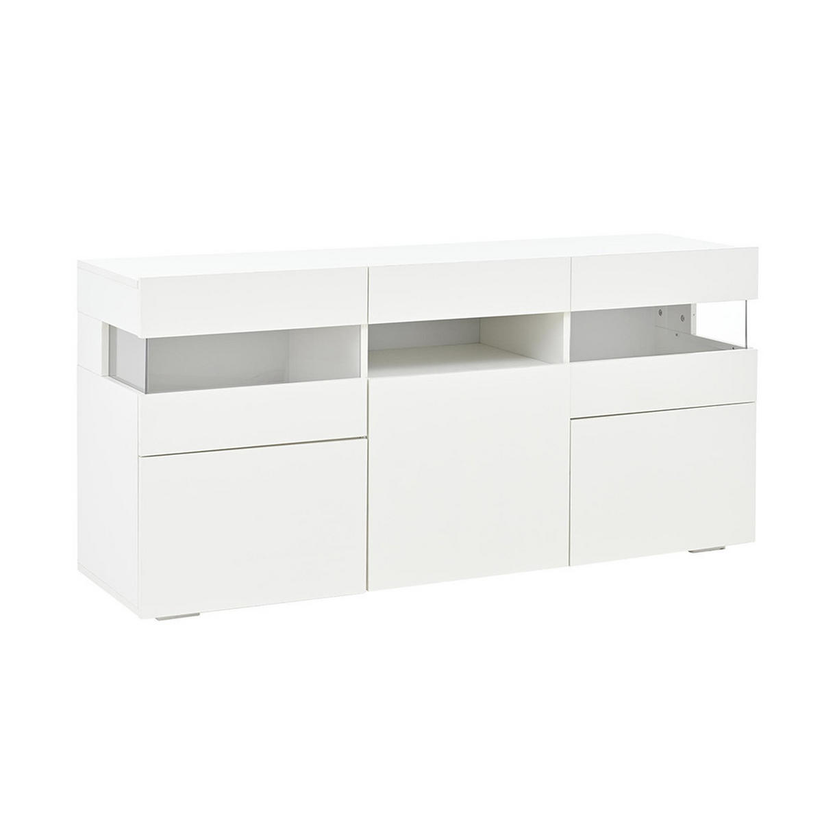 SIDEBOARD 140x40.5x66.5cm mit LED-Lichtleiste,Weiß - Weiß, Holzwerkstoff (40.5/66.5/140cm) - KOMHTOM