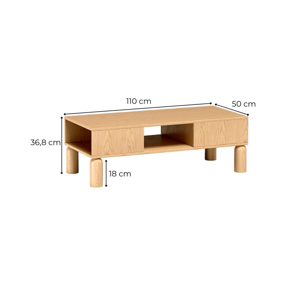 COUCHTISCH Sanden SN-7 110 x 50 x 36,8 cm Eiche Bookmatch - Eichefarben, Holz/Holzwerkstoff (50/110/36.8cm) - Koseto