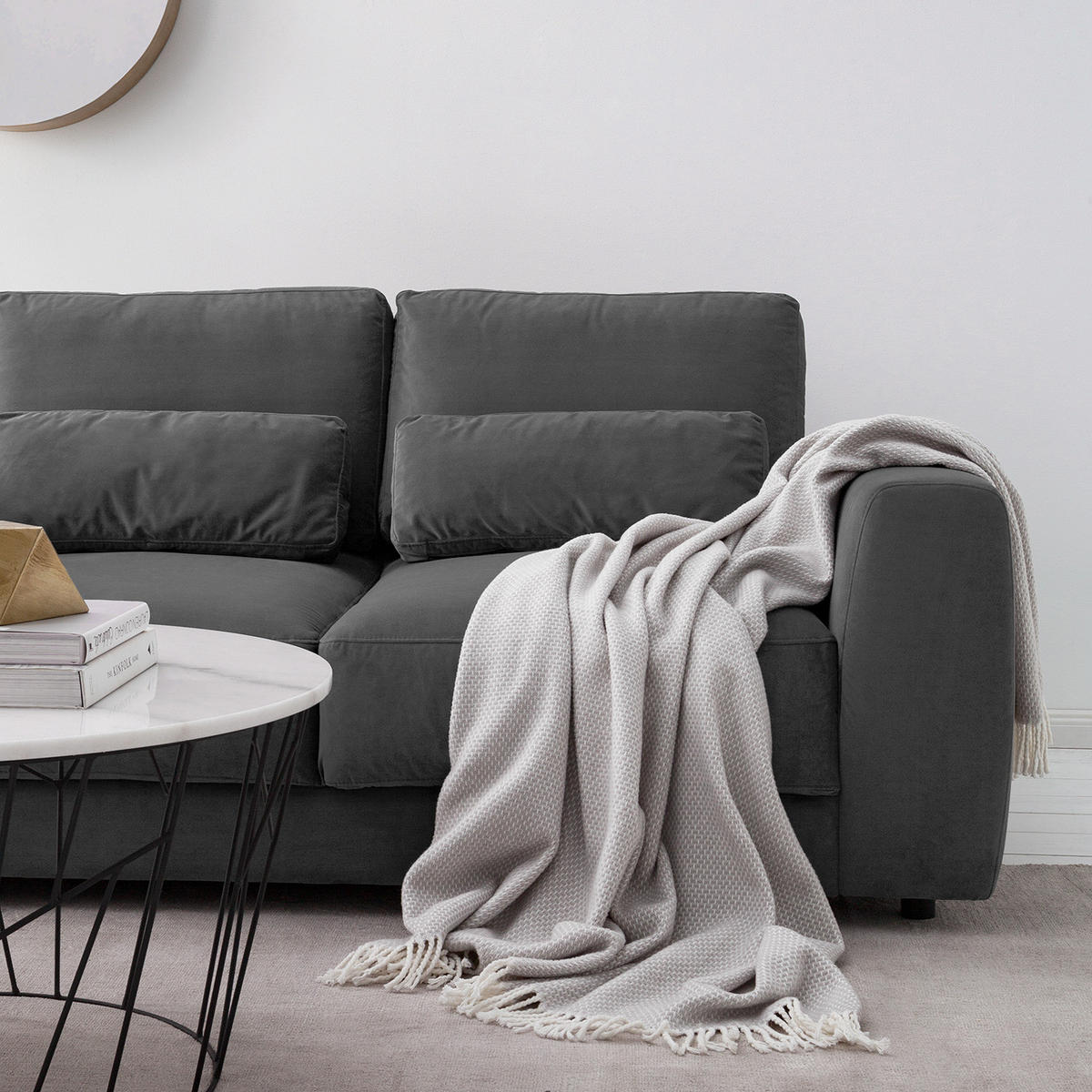 2-SITZER SOFA - Schwarz/Grau, Kunststoff/Textil (182/80/117cm) - home24