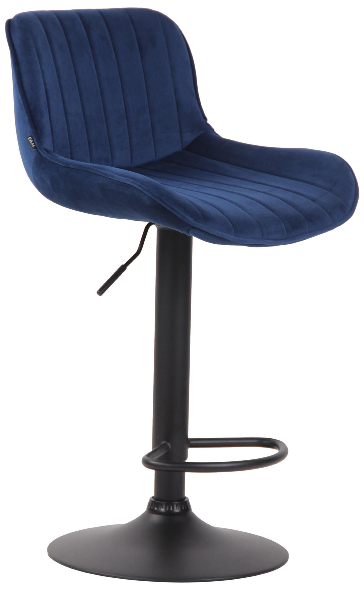 BARHOCKER Lento, Gestell schwarz, Samt Blau - Blau/Schwarz, Textil/Metall (50/100/50cm) - TPFLiving