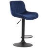 BARHOCKER Lento, Gestell schwarz, Samt Blau - Blau/Schwarz, Textil/Metall (50/100/50cm) - TPFLiving