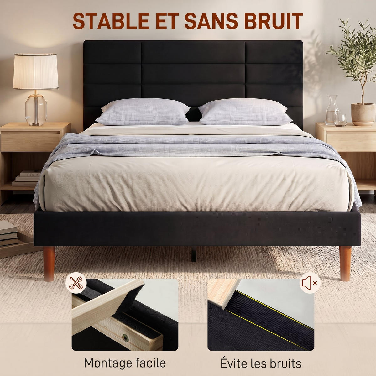 BETT Schwarz 207/141/86 cm - Schwarz, Holz - PANGIVO