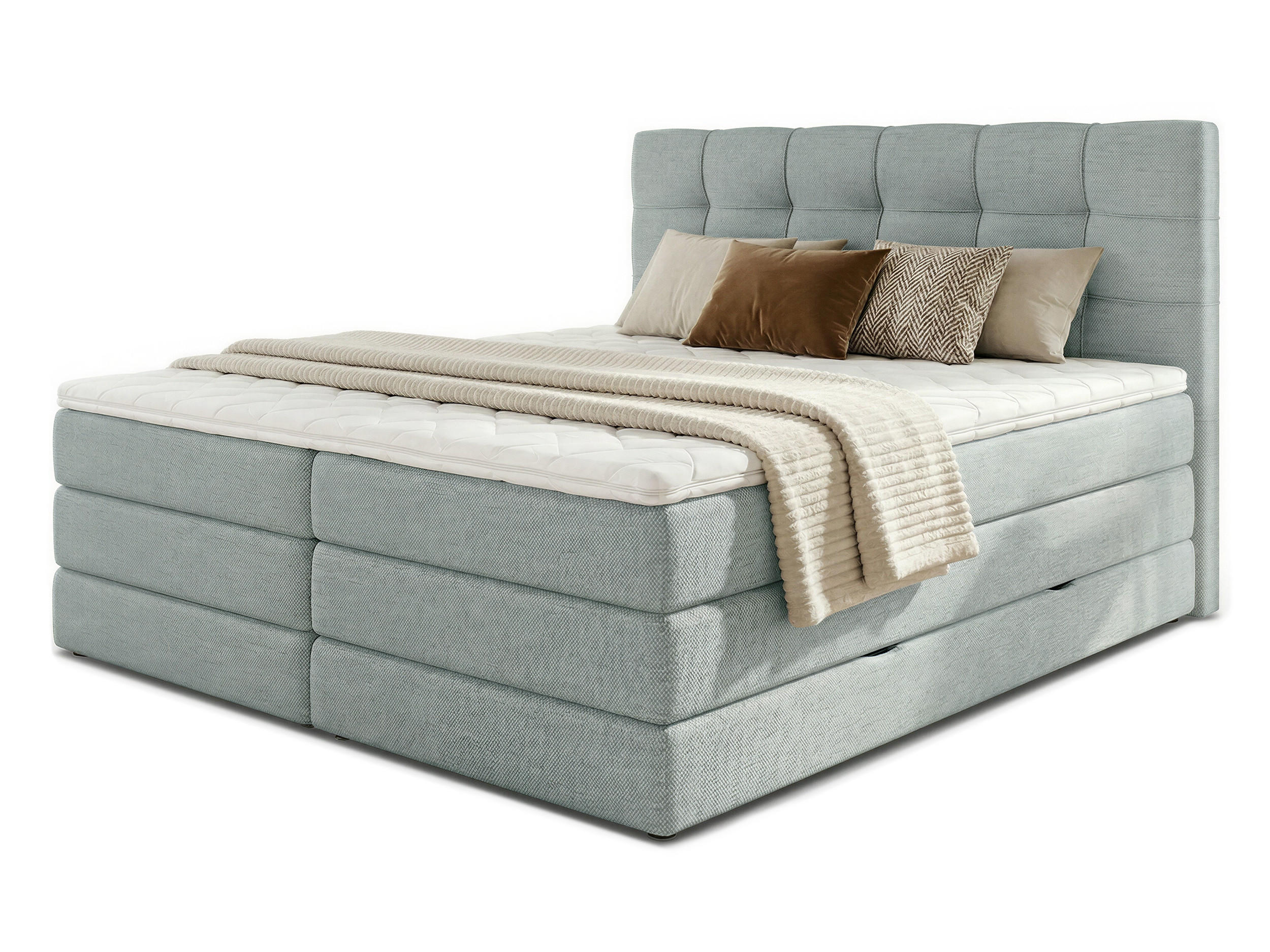 BOXSPRINGBETT Best Max - 160x200 - blau (Vidar 83) - Blau/Schwarz, Holz/Holzwerkstoff (160/200cm) - Sofnet