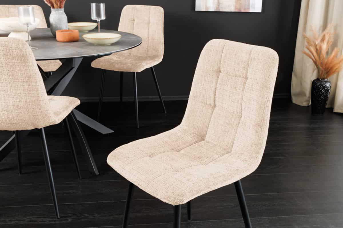 STUHL TRES CHIC Chenille Greige 90 cm - Champagner/Beige, Kunststoff/Textil (54/88/44cm) - riess-ambiente