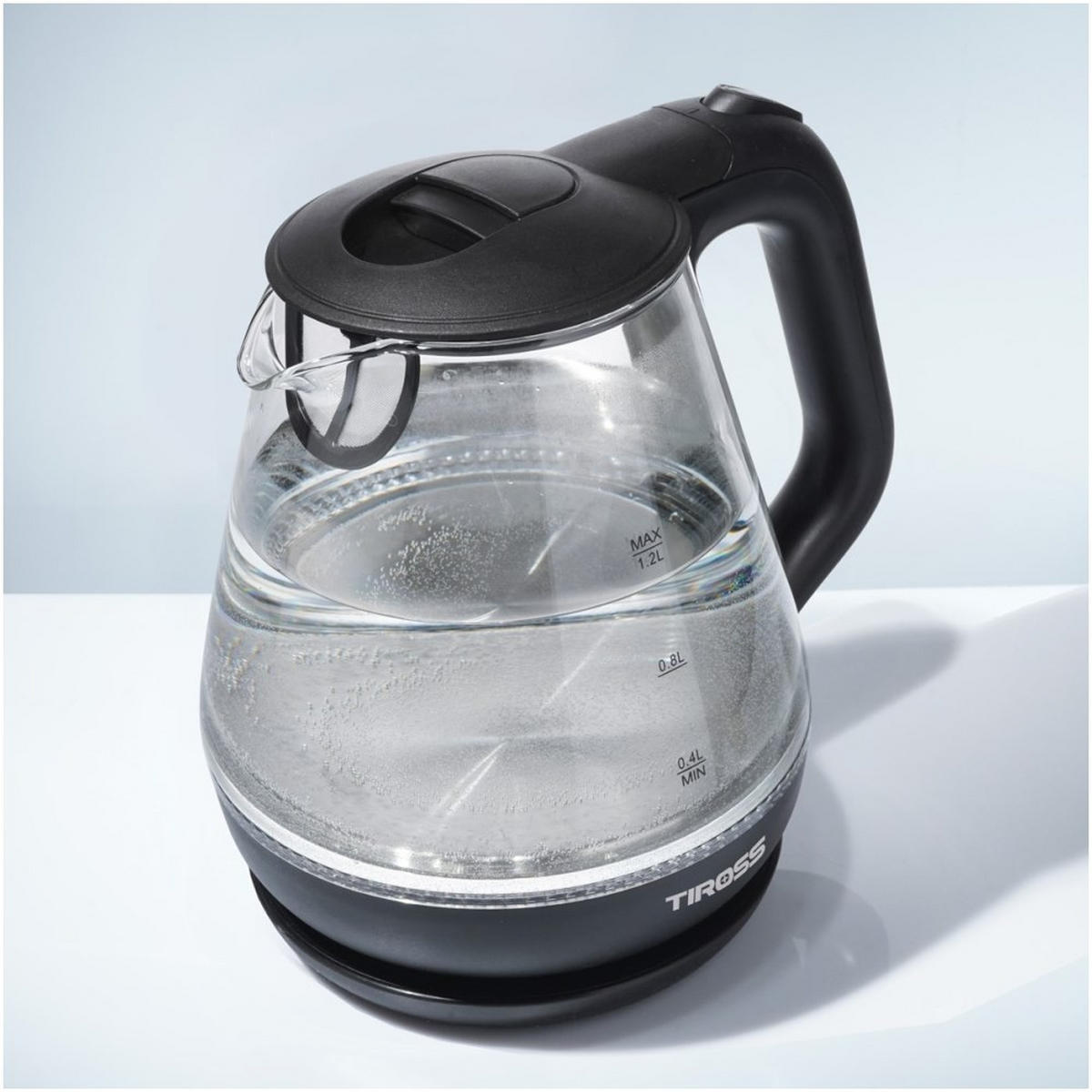 WASSERKOCHER ELEKTRISCH Schwarz 18/18/21 cm TS2708 - Schwarz, Glas (18/21/18cm) - Tiross 