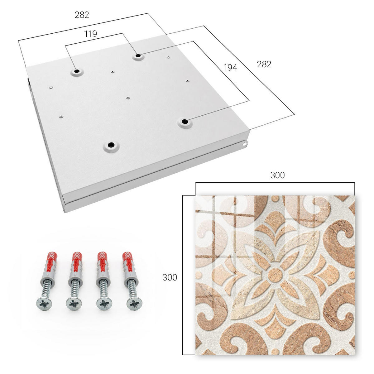 SCHLÜSSELBOX Weiß 30x30 cm – Türöffnung nach rechts - Beige Eleganz - Beige, Metall (30/30/5cm) - TULUP