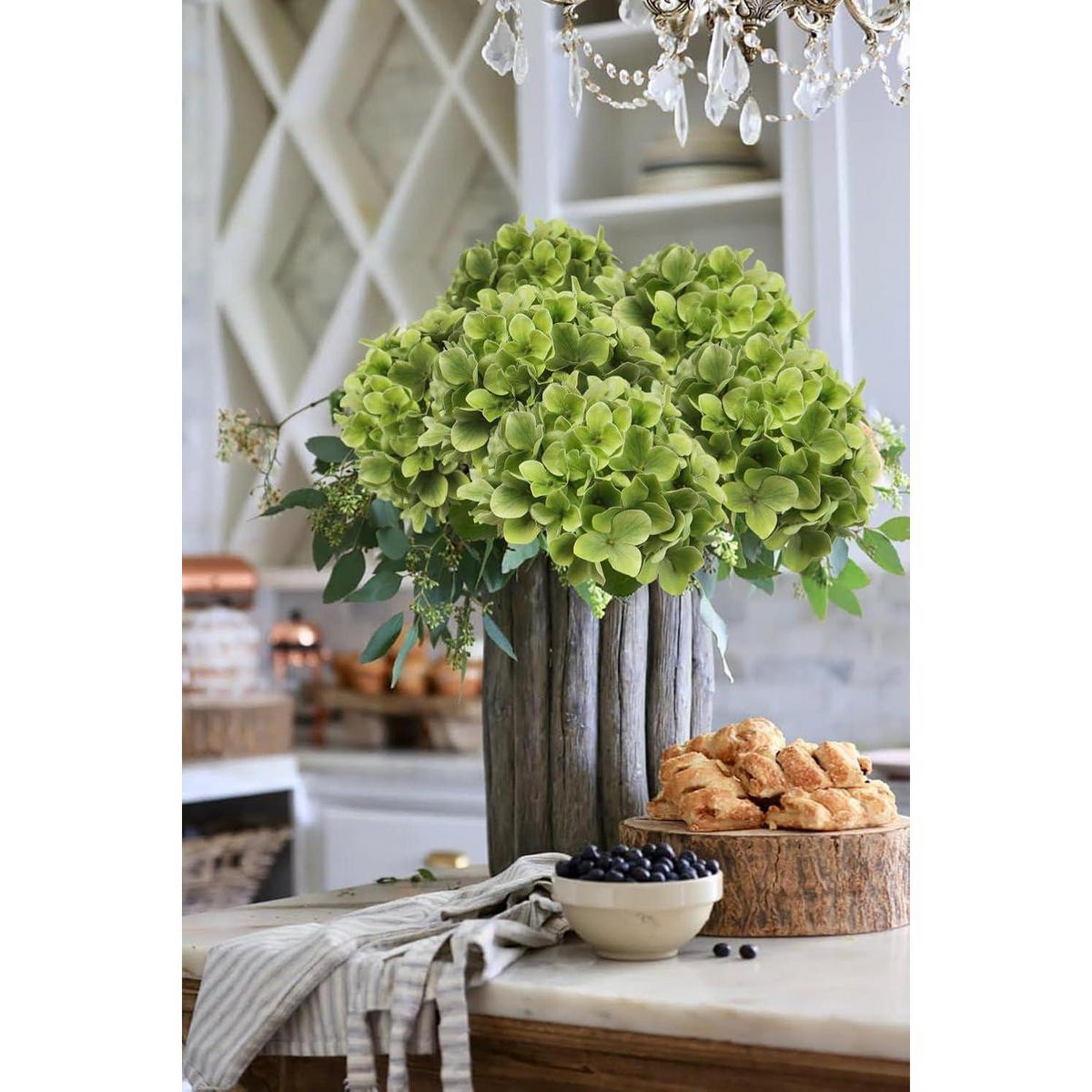 HORTENSIE Kunstblume 2-teiliges Set Grün 63 cm - Grün, Kunststoff (63cm)
