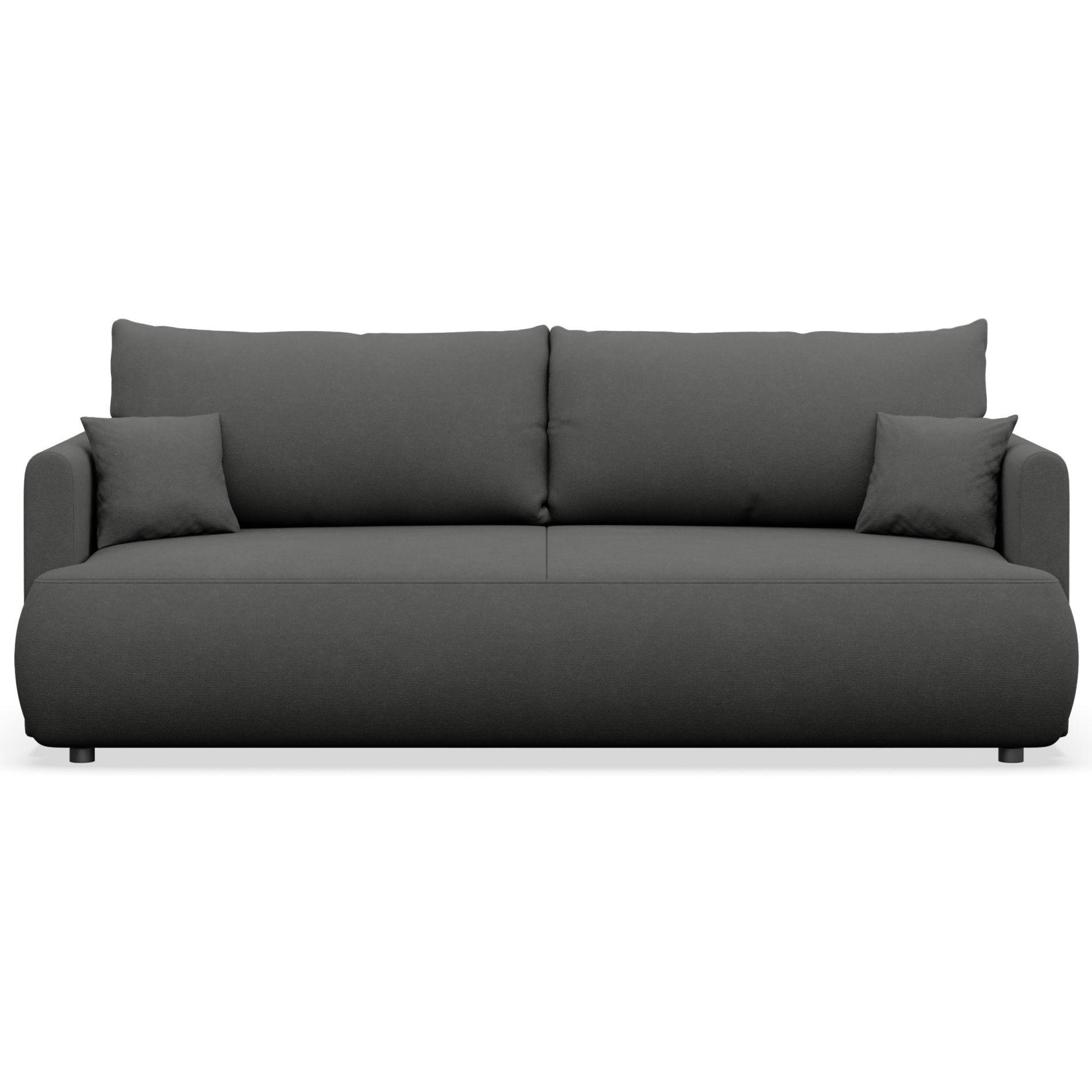 3-SITZER SOFA Ovo Mini Dunkelgrau Chenille Easy-Clean - Dunkelgrau/Schwarz, Kunststoff/Textil (226/90/97cm) - Selsey