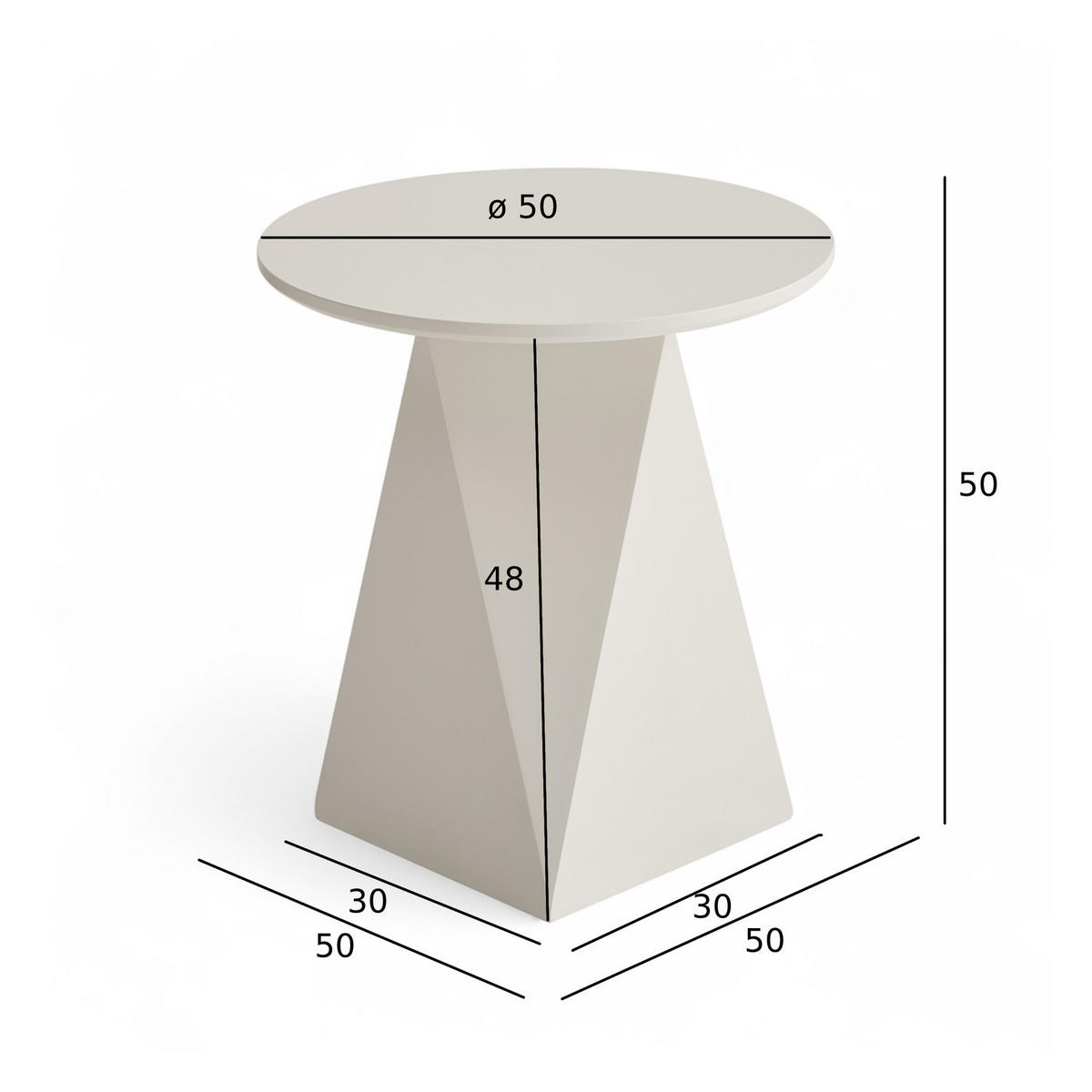 COUCHTISCH rund Cremeweiß 50/50/50 cm - Weiß, Holzwerkstoff (50/50/50cm) - Furnhouse