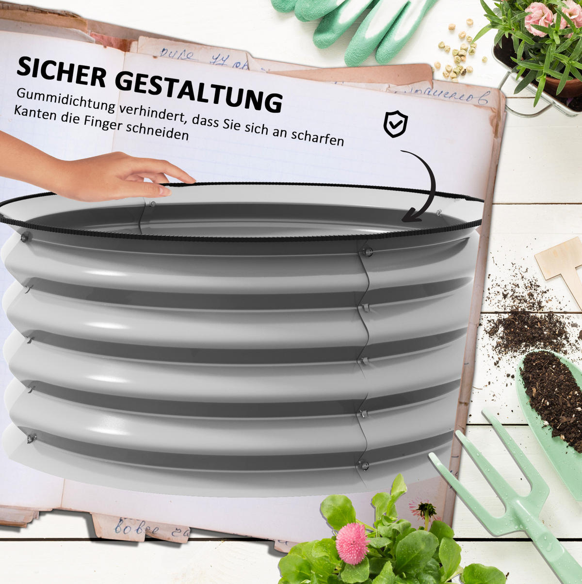 BLUMENKASTEN aus Metall Ø60x30 cm in Silber im 2er-Set - Silberfarben, Metall (60/30/60cm) - Modfu
