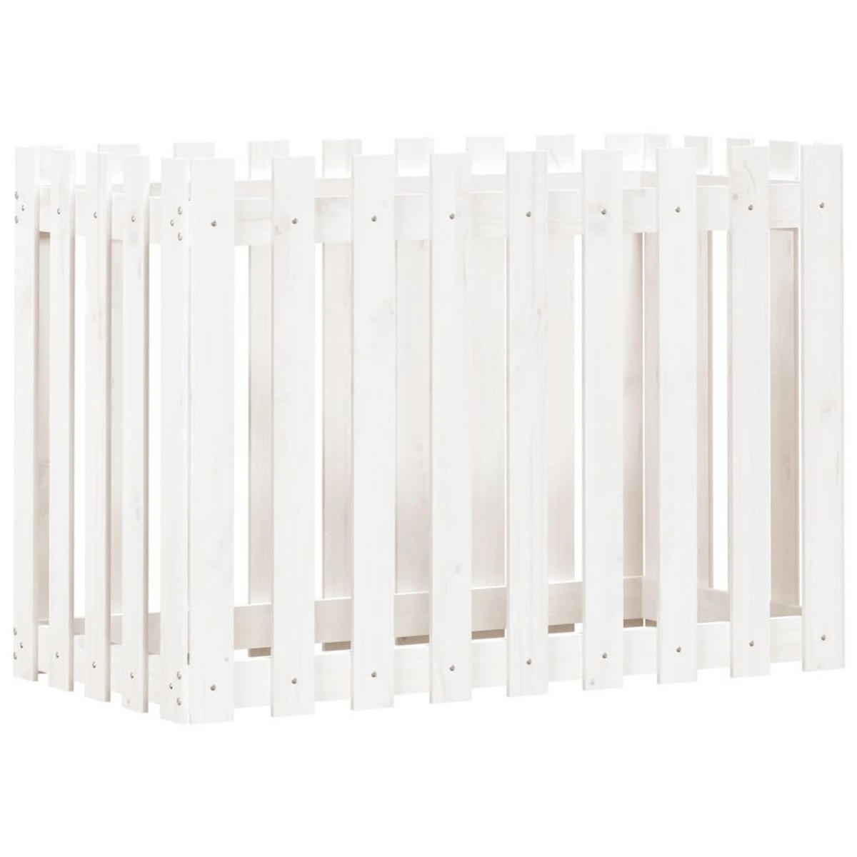 HOCHBEET Lattenzaun-Design Weiß 100x50x70 cm Massivholz Kiefer - Weiß, Holz (50/70/100cm) - furnicato