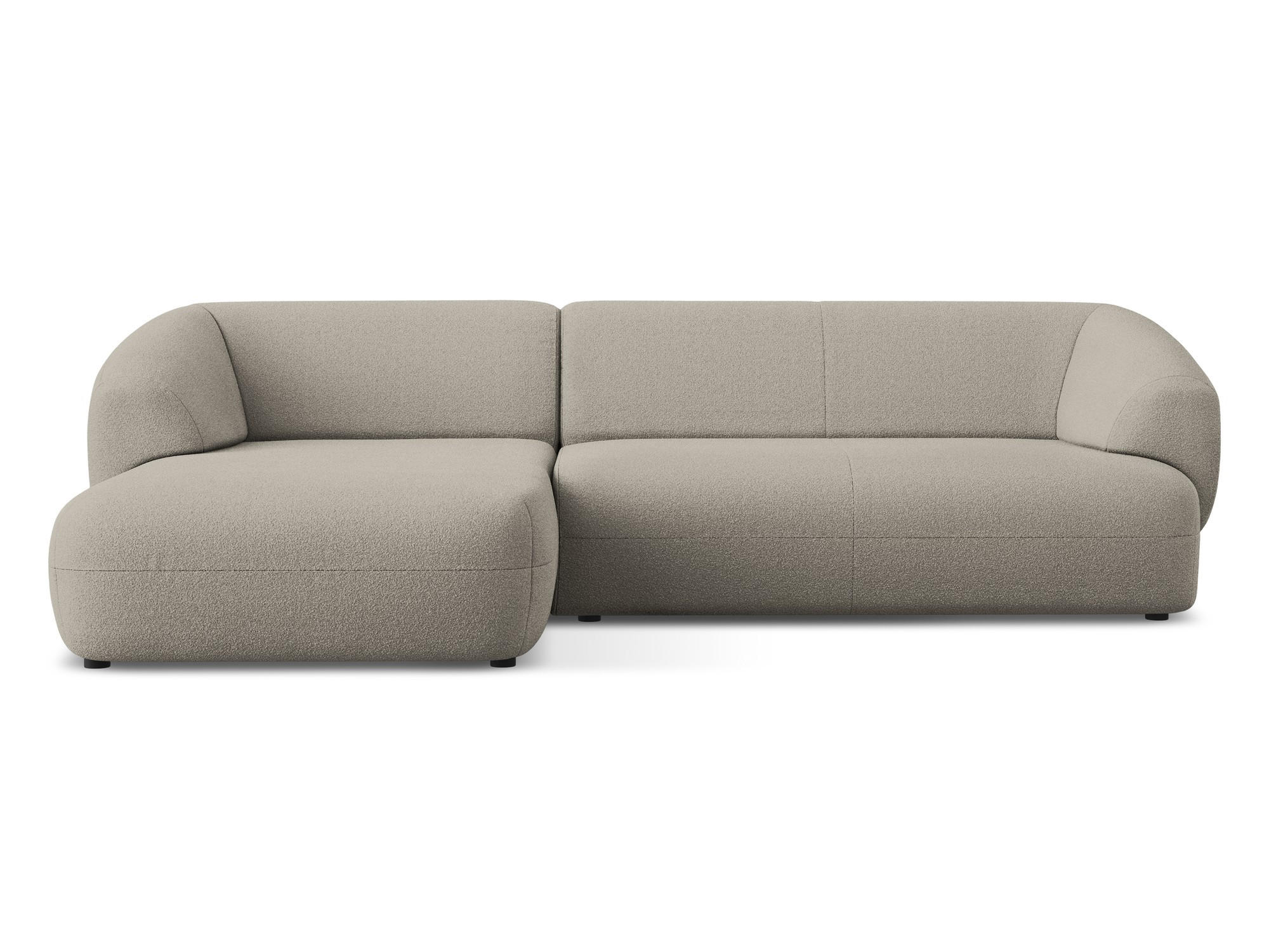ECKSOFA Links Bouclé Stoff Beige - Beige/Schwarz, Kunststoff/Textil (156/280cm) - Makamii