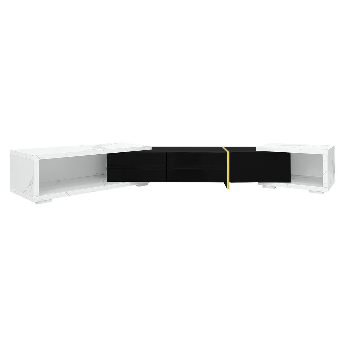 TV-SCHRANK mit 3 Türen und 2 Schubladen in Weiß und Schwarz 190/35/45 cm - Schwarz, Holzwerkstoff (260/30/40cm) - Redom