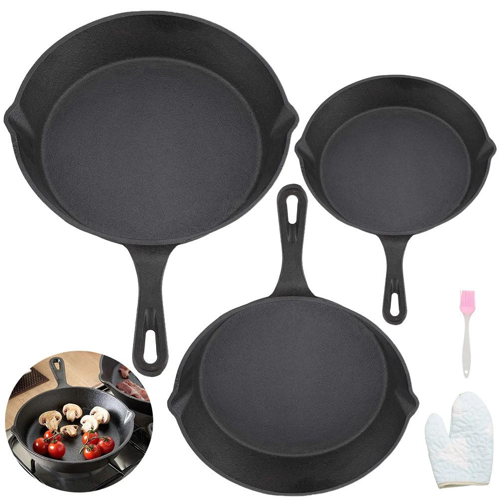 PFANNENSET CastIron Schwarz 3er set - Schwarz, Metall - Kaket