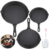 PFANNENSET CastIron Schwarz 3er set - Schwarz, Metall - Kaket