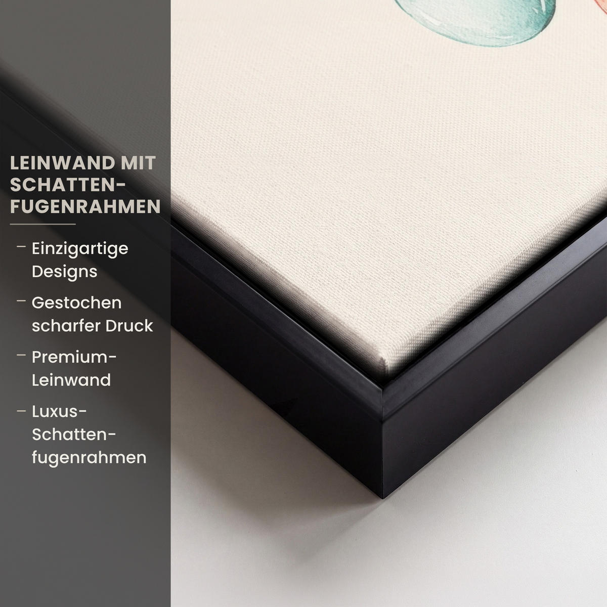 LEINWAND Bilder mit Rahmen - Osterkuchen - Schleife - Eier - 30x20 - Creme, Textil (30/20cm) - MuchoWow