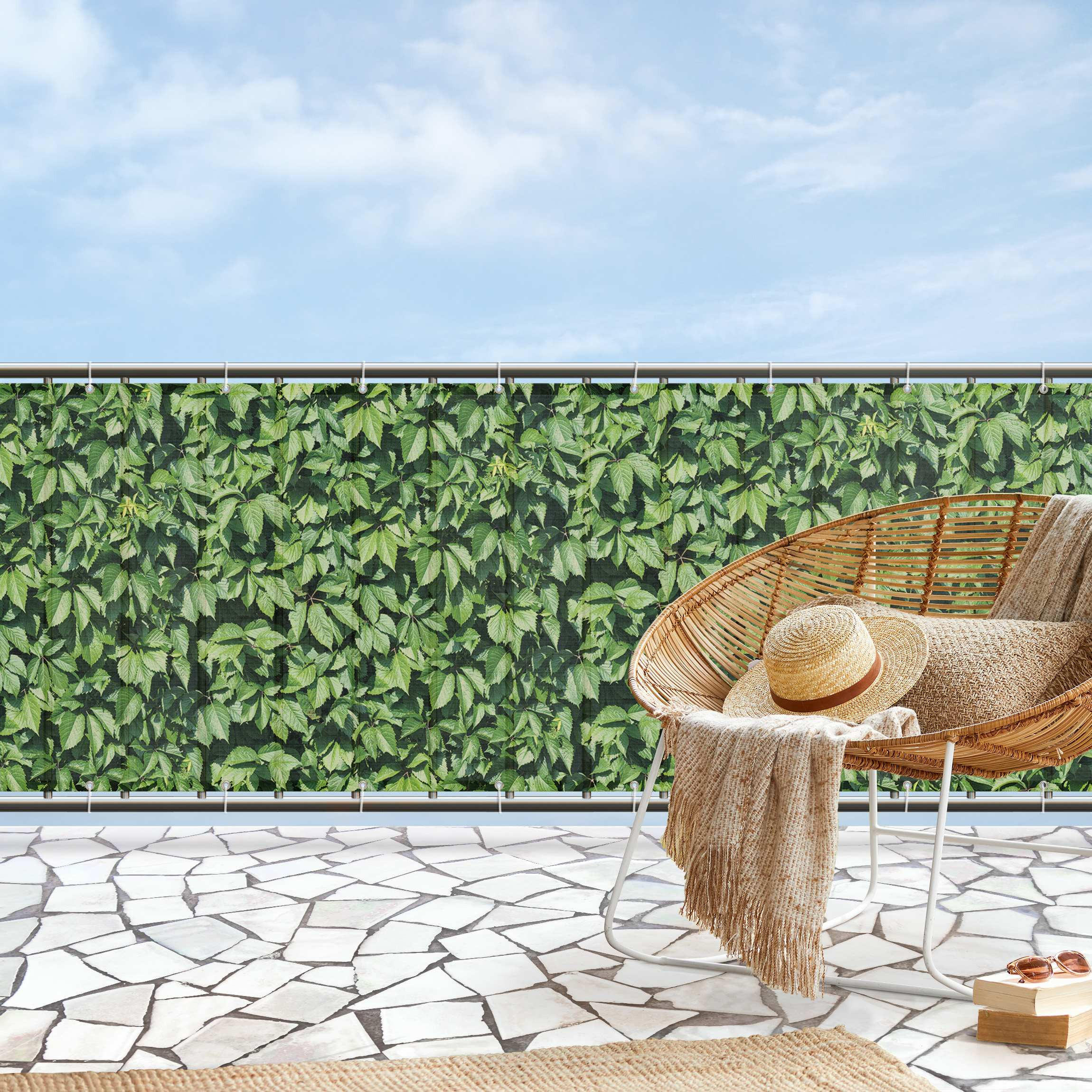 Thumbnail - Bilderwelten Balkon, Grün, Kunststoff, Baum/Pflanze/Natur, Rechteckig, 400x90 cm, Sonnen- & Sichtschutz, Sichtschutz Gar...