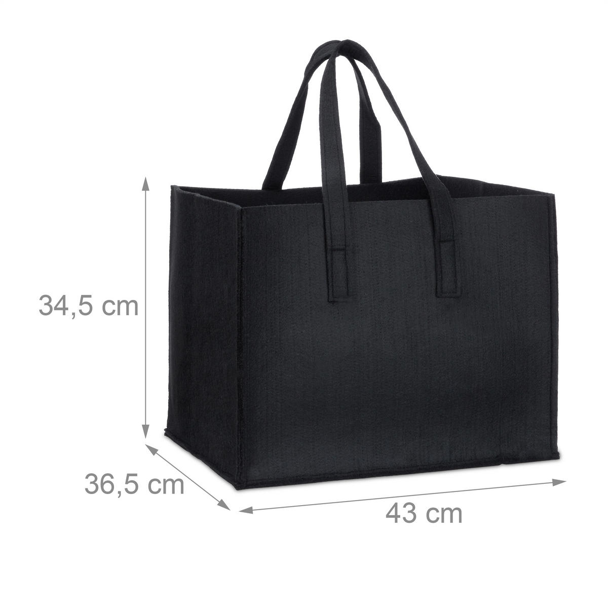 KAMINHOLZKORB - Schwarz, Textil (43/34.5/36.5cm) - Relaxdays