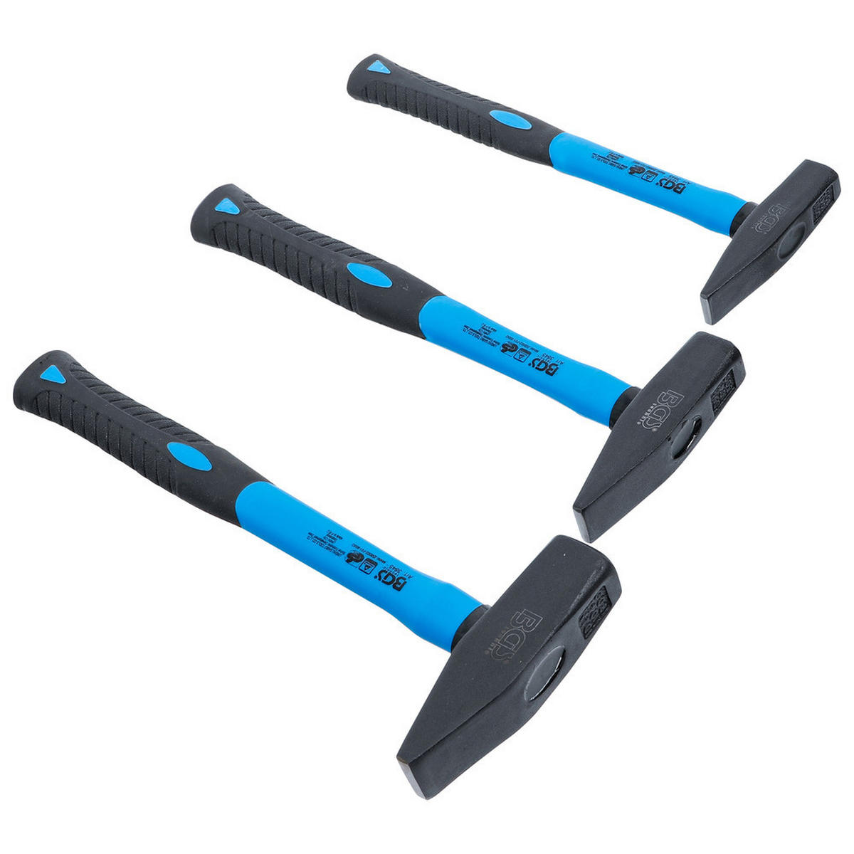 SCHLOSSERHAMMER-SATZ, DIN 1041, Fiberglasstiel, 3-teilig, 300-800 g - Multicolor, Kunststoff (140/405/60cm) - BGS technic
