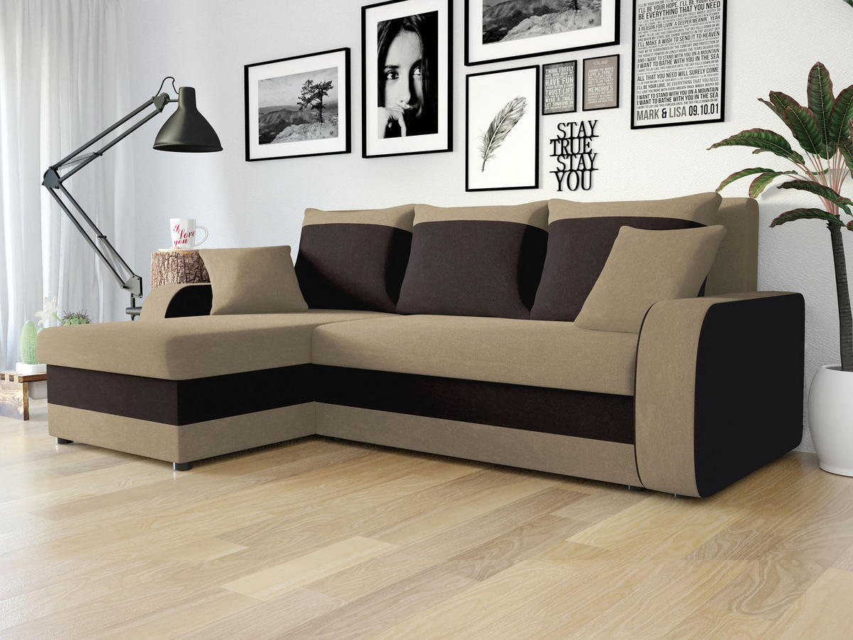 ECKSOFA Kris - Schwarz/Cappuccino, Holz/Kunststoff (238/147cm) - MIRJAN24