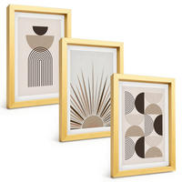 BILDER SET 3er Set - 20x30 cm Goldrahmen - Abstrakte Formen beige braun - Goldfarben, Kunststoff (20/30cm) - TULUP