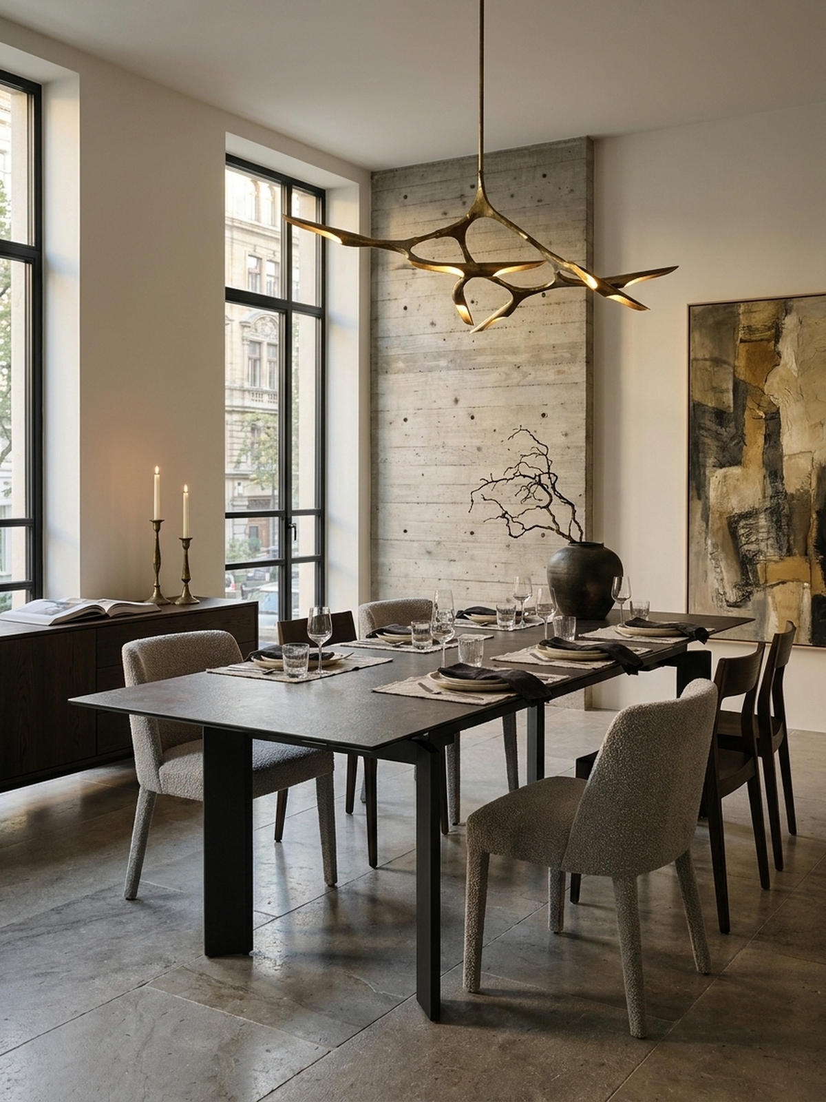 ESSTISCH Ausziehbar Keramik Glas Marmoroptik 180-240 MALTA, Schwarz 180x95x77 cm - Schwarz, Glas/Metall (95/180/77cm) - KADIMA DESIGN