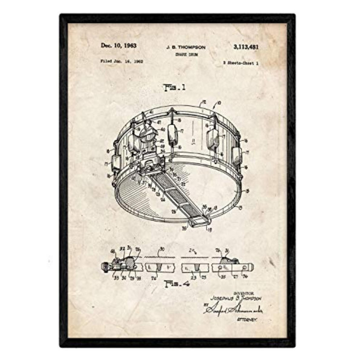 POSTER Drum Patent A3 Rahmenlos - Klar, Papier (29.7/5/42cm) - Nacnic