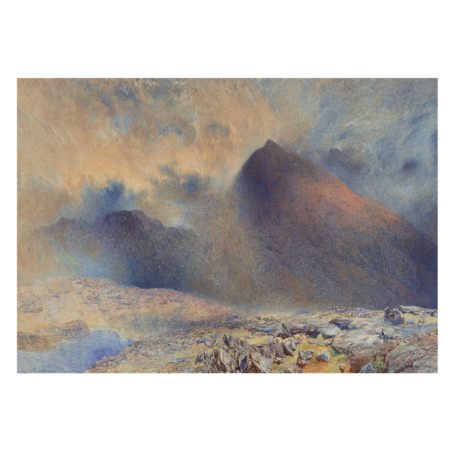 FOTOTAPETE 208x146 cm - Berglandschaft - Schwarz, Textil (208/146cm) - Wallfluent