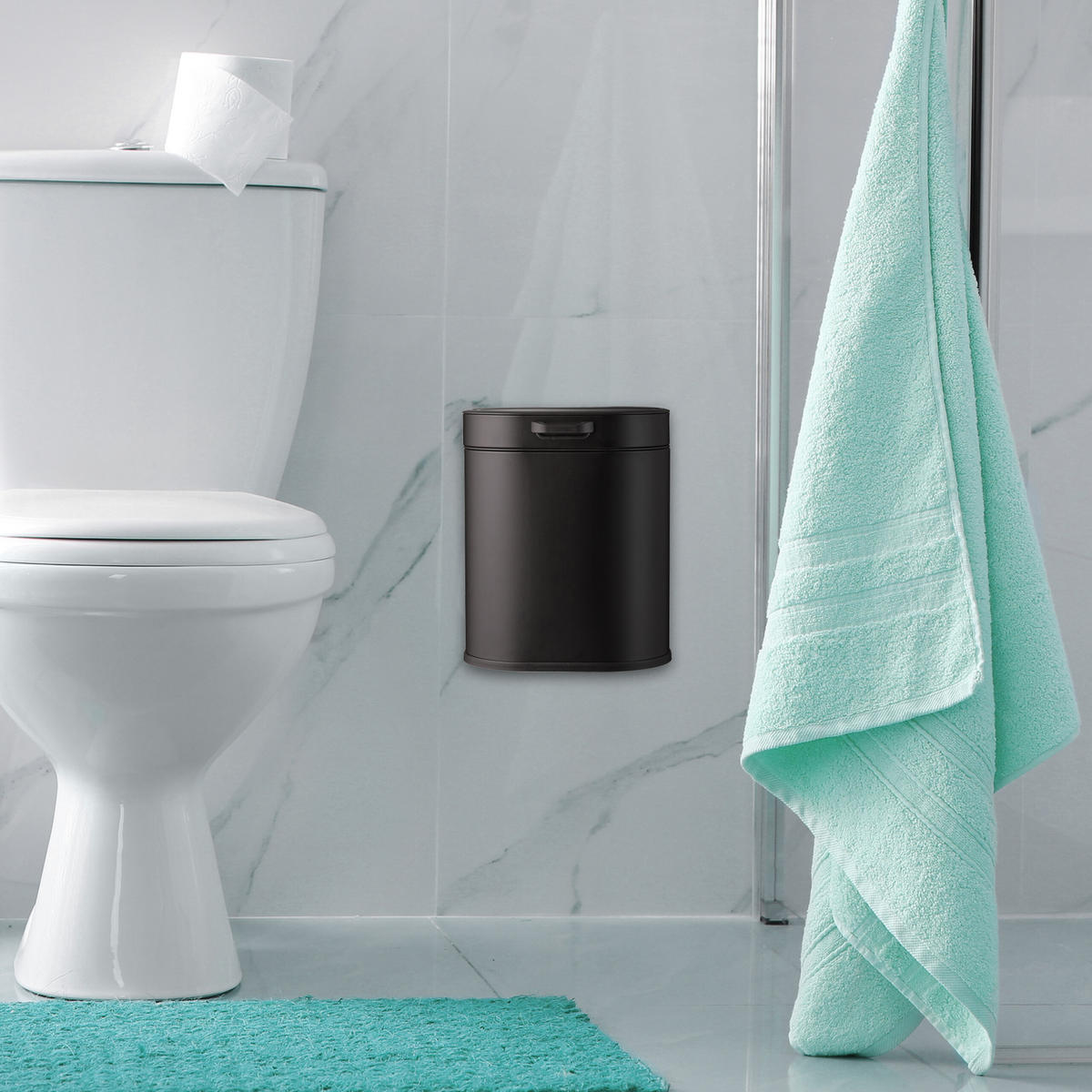 MÜLLEIMER - Schwarz, Kunststoff/Metall (24/29.5/19.5cm) - Relaxdays