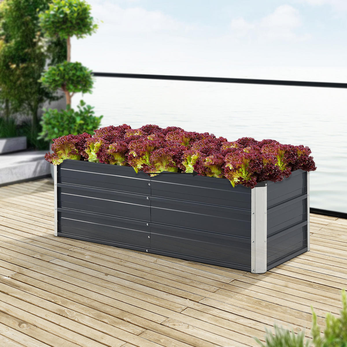 PFLANZBEET Nijmegen - Anthrazit, Metall (125/40/47cm) - [en.casa]