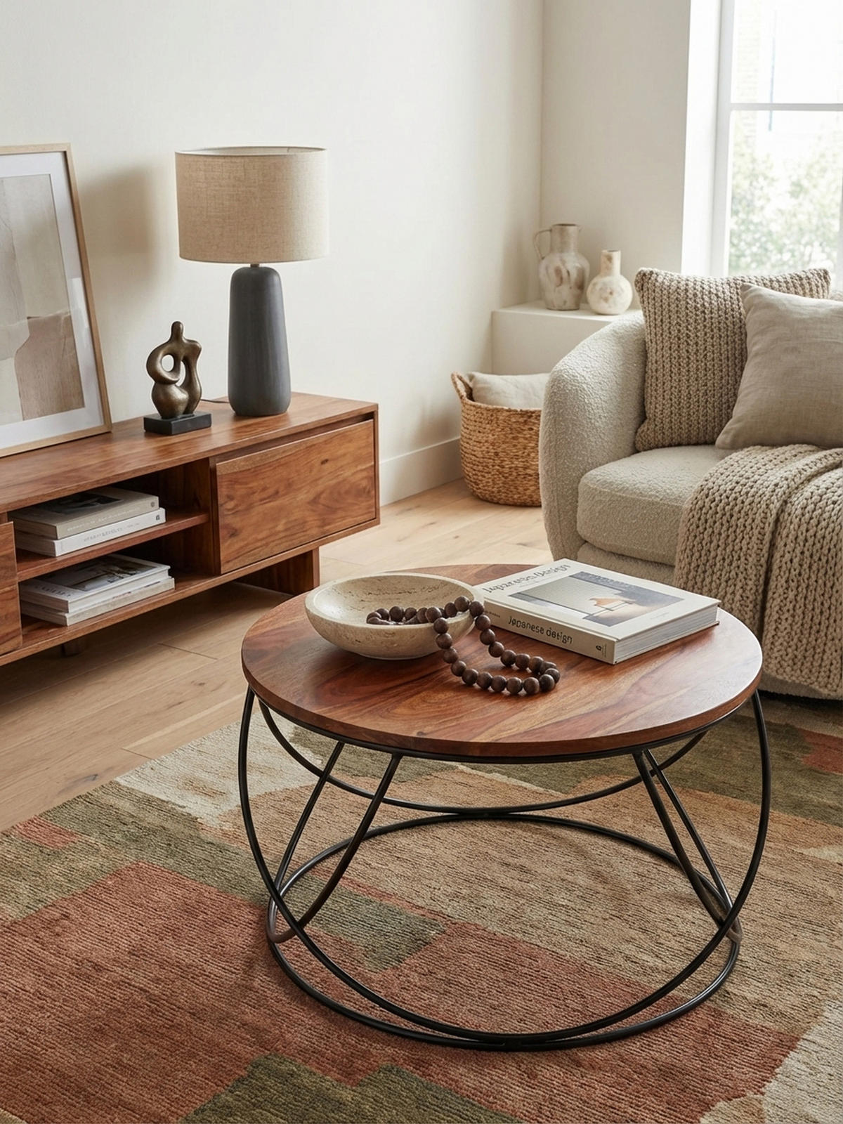 COUCHTISCH Industriestil in Braun, Sheesham-Massivholz Handgefertigt - Schwarz/Braun, Holz/Metall (60/60/40cm) - KADIMA DESIGN