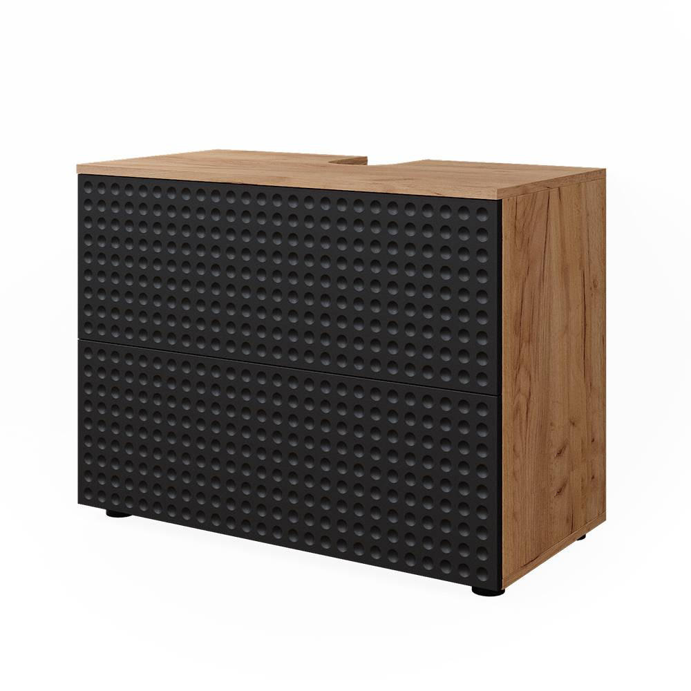 WASCHBECKENUNTERSCHRANK Irma Anthrazit gepunktet 80 cm mit 2 Schubladen - Anthrazit, Holzwerkstoff (80/58.6/41cm) - Vicco