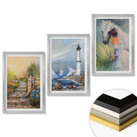 WANDBILDER 3er Set - 40x60 cm Silberner Rahmen - Landschaft Leuchtturm Pferd Mädchen - Silberfarben, Kunststoff (40/60cm) - ArtPrintCave
