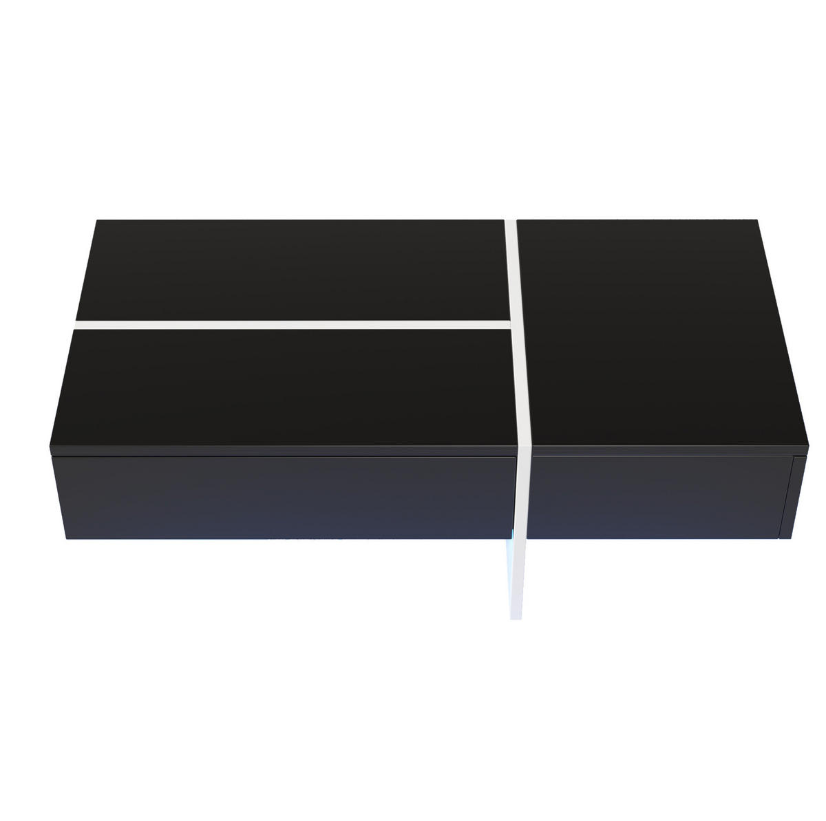 COUCHTISCH aus Spanplatte 100x50x34,5 cm in Schwarz mit LED-Beleuchtung - Schwarz, Holzwerkstoff (100/50/34.5cm) - Modfu