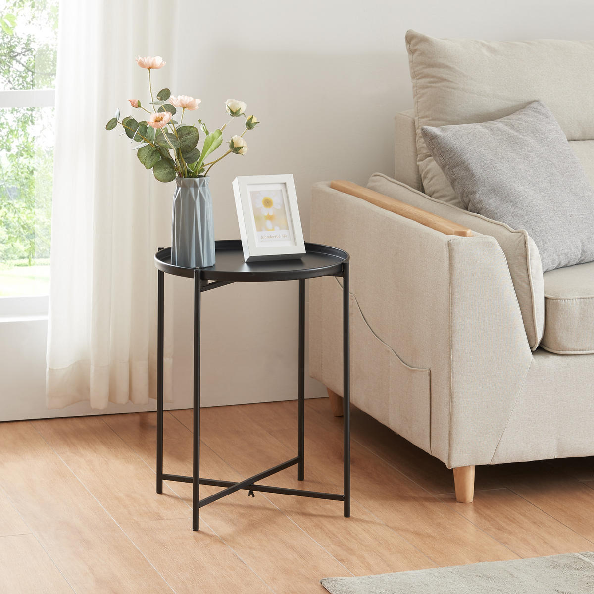 BEISTELLTISCH Sälen - Schwarz, Metall (40/40/50cm) - [en.casa]