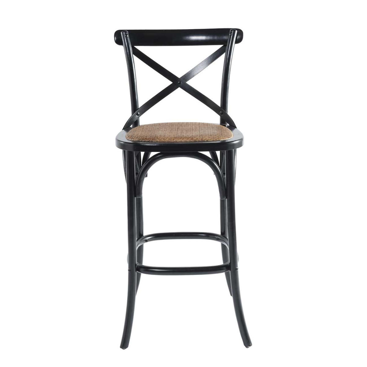 BARHOCKER aus massivholz und wiener geflecht - bistrot 110/50/51 cm - Schwarz, Holz (50/100/50cm) - Signature