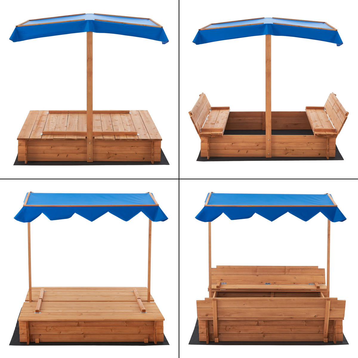 SANDKASTEN Kellenhusen - Blau/Naturfarben, Holz (120/120/120cm) - [en.casa]