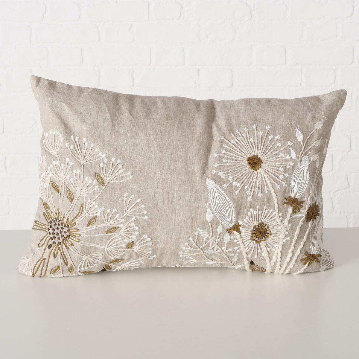 DEKOKISSEN Blumenmuster Finna 60/39/16 cm - Beige, Textil (39/60cm) - Boltze Home
