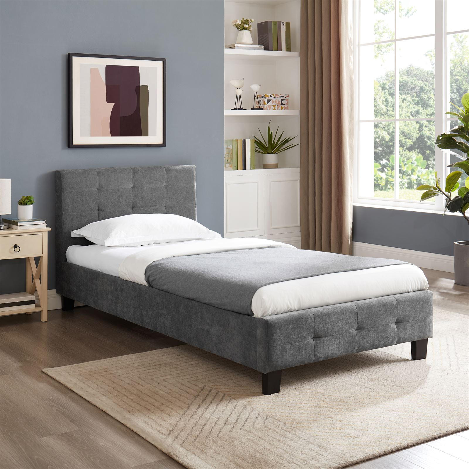 POLSTERBETT GIAVENO 90X200 CM - Grau, Textil (90/200cm) - CARO-Möbel