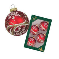 CHRISTBAUMKUGELN Royal-Stil Rot 7cm (Glas / 4 Stk.) - Rot, Glas (7/7/7cm)