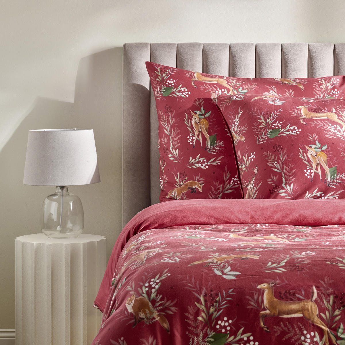 BETTWÄSCHE Satin WILDERO, 160x200 cm, Rot, Winter Weihnachten Bettbezug, Weihnachtsdeko, Christmas, Weihnachtsmotiv - Rot, Textil (160/200cm) - home&you