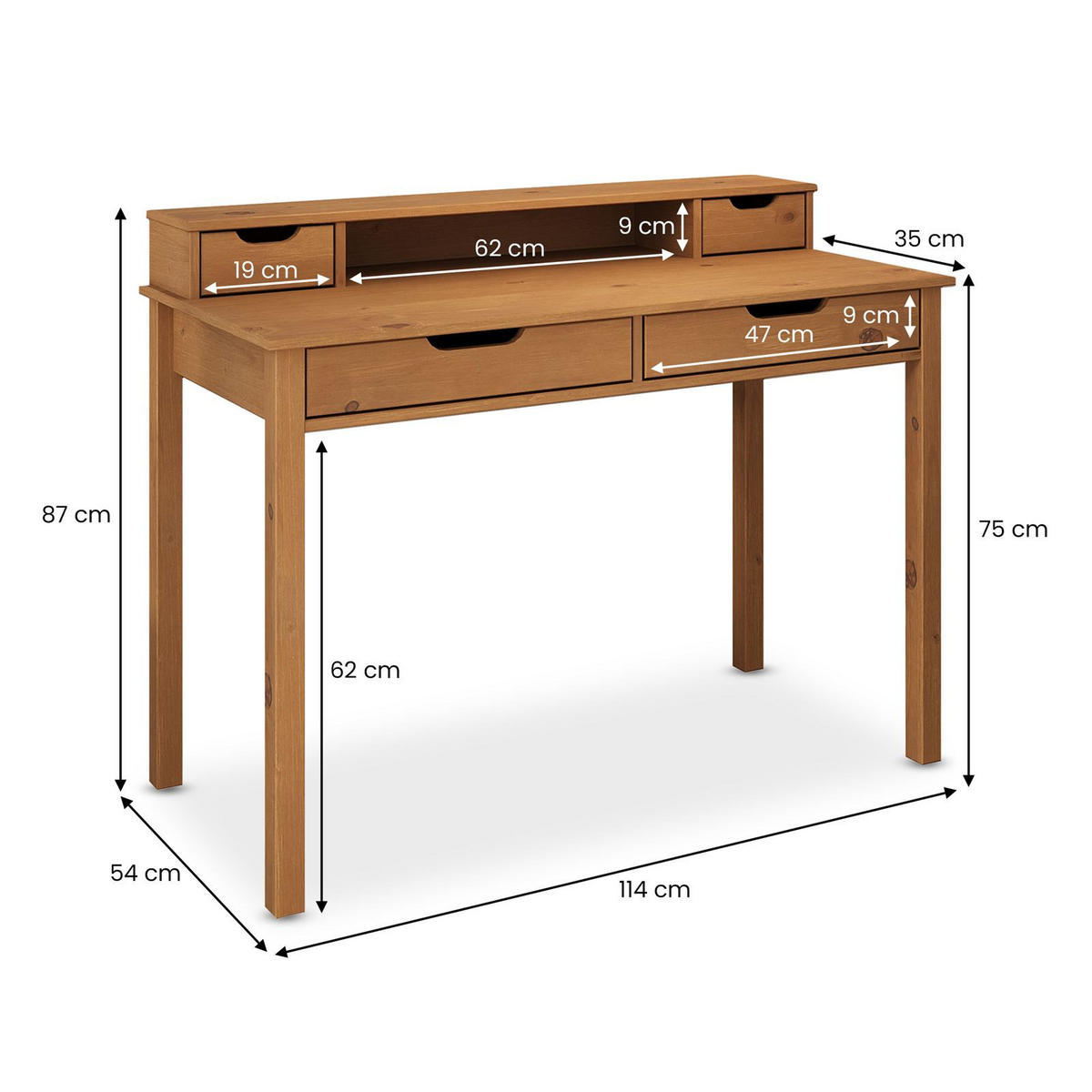 SCHREIBTISCH RAUL - Eichefarben, Holz (54/114/87cm) - IDIMEX