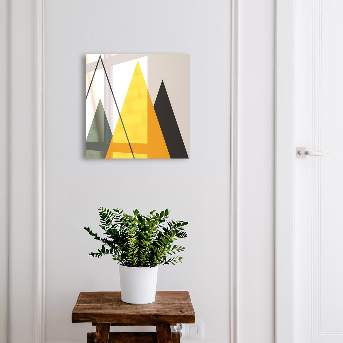 SCHLÜSSELBOX Schwarz 30x30 cm- Türöffnung nach rechts - Moderne Komposition - Beige, Metall (30/30/5cm) - TULUP