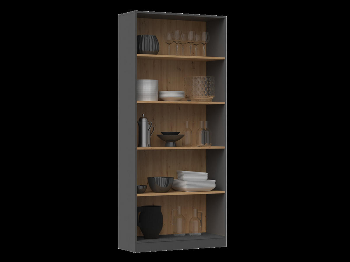 BÜCHERREGAL Anthrazit, Artisan 80/182/30 - Anthrazit, Holzwerkstoff (80/182/30cm) - RAUMHIRSCH FURNITURE